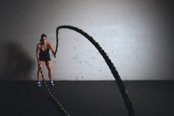 fit, vrouw, touwen